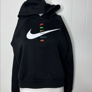 Nike semi cropped black hoodie womens S